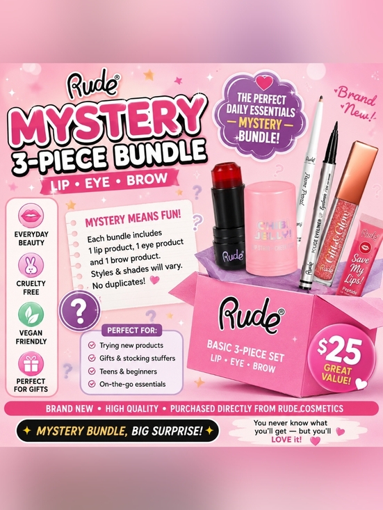 RUDE Other - Rude Cosmetics Bundle 💄 Basic 3-Piece Set – Lip, Eye & Brow NEW